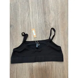 SKIMS Cotton Rib Bralette Onyx Black 2XL New With Tags‎ Adjustable Straps Scoop thumbnail 4