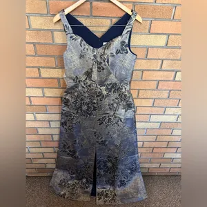 NWT Kay Unger Amelia Gown in Dark Midnight Metallic Jacquard Floral Size 8 thumbnail 7