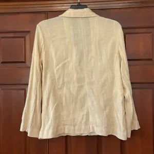 Free People minimalist cotton Linen woven pattern blazer small thumbnail 5