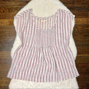 Aerie Floral Stripe Cap Sleeve Top thumbnail 1