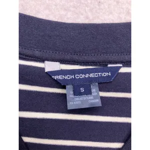 French Connection Layered Look Top Women‎ Small Navy White Striped Mixed Media thumbnail 2