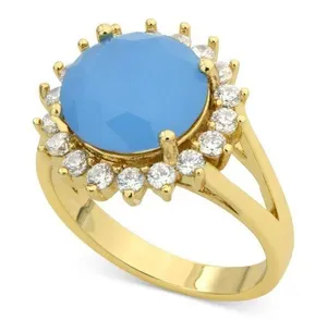 Charter Club Pave & Crystal Halo Ring in Gold/Blue Size 5 MSRP $30 NWT thumbnail 1