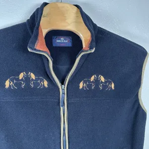 Birch‎ Bay Womens Fleece Vest Size Large Navy Blue Western Horses Equestrian thumbnail 2