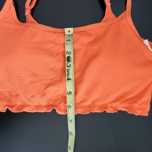 Aerie Orange Cropped Bikini Top NWT Size Medium Orange Textured Swim Top thumbnail 11