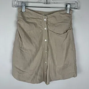 House of CB Tayo Beige‎ Linen Gathered Waist Mini Skirt Women’s Sz XS thumbnail 4