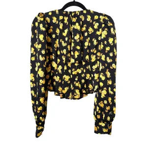 FOR‎ LOVE & LEMONS Elisa Marigold Pleated Blouse Sz XS thumbnail 5