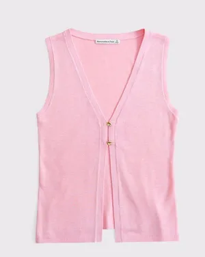 Abercrombie & Fitch V-Neck Cutaway Sweater Vest, XS, Light Pink NWT thumbnail 8