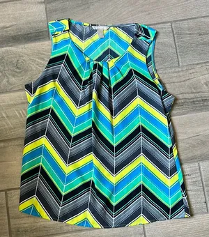 Banana Republic Chevron Blouse - Blue, Green, Yellow, Black thumbnail 1