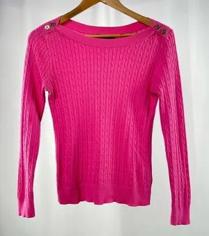Lauren Ralph Lauren Cotton Long Sleeve‎ Sweater in Pink Size Extra Small or P thumbnail 1
