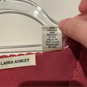 Laura Ashley silk lace crochet v neck tank top pink red‎ small thumbnail 3