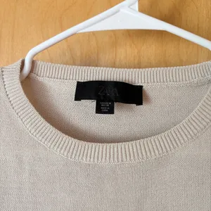 Zara‎ Crewneck Sweater Womens Medium Beige Wool Blend Long Sleeve Knit Top thumbnail 3