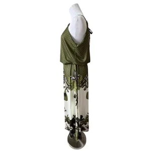 Lily by Firmiana Halter Green Floral Dot Maxi Long Dress LARGE NWT‎ Cottagecore thumbnail 4