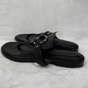 Rebecca‎ Minkoff Black Leather O-Ring Studded Thong Slide Sandals Womens 6M thumbnail 8