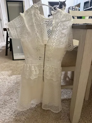 Self Portrait Sculptured Tier Drop Peplum White Lace Dress thumbnail 4