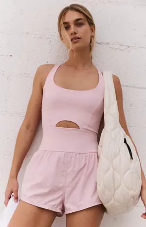 FREE PEOPLE Righteous Runsie in Rose Water Size Large NEW thumbnail 1