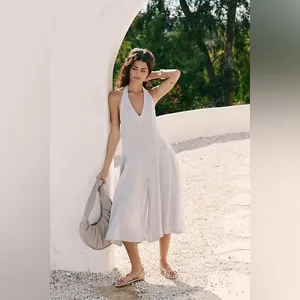 NEW FREE PEOPLE FREE-EST REESE LINEN CULOTTE ONE PIECE JUMPSUIT In Gray thumbnail 8