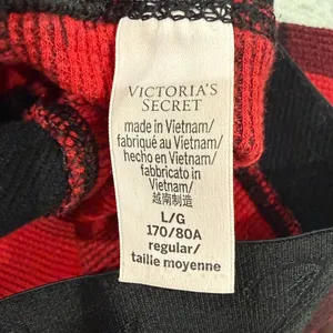 Stars Above Victoria's Secret Plaid Thermal Pajama Set in Red and Black, Size L thumbnail 5