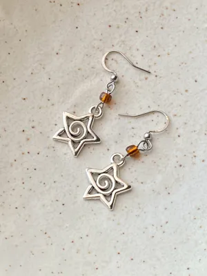 Handmade funky grunge y2k swirl star dangle earrings 🌙🌀 thumbnail 4