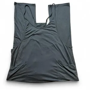 Womens Charcoal Gray Wide Leg Jumpsuit Overall Dress Pockets M‎ thumbnail 2