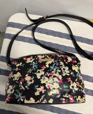 Kate Spade New York Floral Crossbody Bag Black Multi Satchel Purse thumbnail 1
