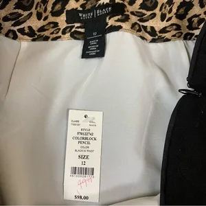 White House Black‎ Market Colorblock Pencil Skirt 12 Black Burgundy Beige Lined thumbnail 4