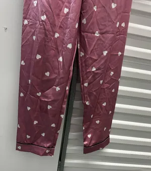 Silky pink pajama set with heart pattern. New Size M Size M thumbnail 6