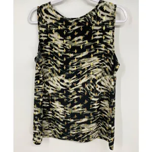 By Design Womens Black Gold Sleeveless Animal Print Blouse NEW Size Large thumbnail 2