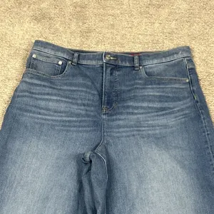 Spanx Jeans Womens 1X Wide Leg High Rise Blue Denim 4 Way 360 Stretch 21598R thumbnail 2
