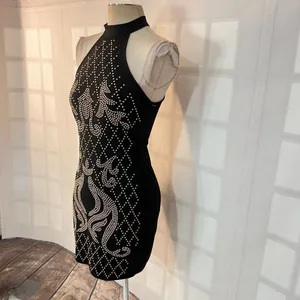 🔥🔥 5/$25 sale 🔥🔥 Windsor Women's Studded Halter Bodycon Dress Black Rose Gold thumbnail 4