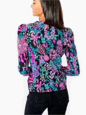 Lilly Pulitzer Onyx Twilight Coral Jansen Terry Top HTF Sweatshirt XL Vibrant thumbnail 4