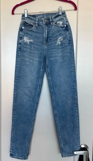 American Eagle Outfitters High-Rise Distressed Jeans, Size 000 Regular thumbnail 1