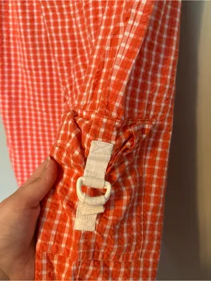 Vintage 90s Red Gingham Cotton Capri Pants Wide Leg Cottagecore Picnic L thumbnail 4