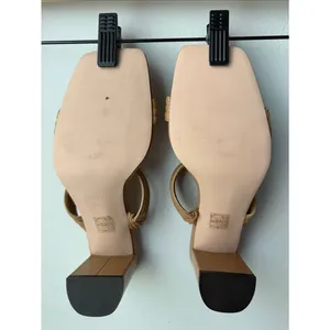 J.Crew Tan Leather Strappy Slide Sandals 3” Block Heel Square Toe thumbnail 2