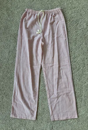 Pink Striped Linen Pants Size none thumbnail 1