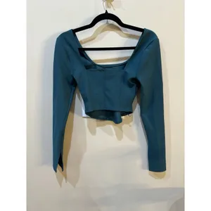 Abercrombie & Fitch Women Green Corset Long Sleeve Crop Top Square Neck Size XS thumbnail 3