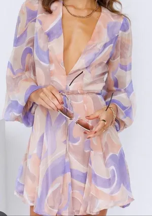 Hello Molly Purple and Tan Star Player Mini Dress thumbnail 1