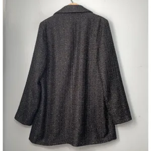 Black Silver Sparkle Tweed Jacket Women Size US 10 12 Formal Coat Event Evening thumbnail 6