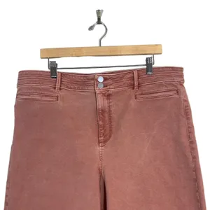 Ann Taylor The Wide Leg Solid Crop Pants Pink Terracotta Boho High Rise Size 16 thumbnail 2