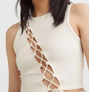 🖤H&M Lace Up Crop Top, Small thumbnail 1