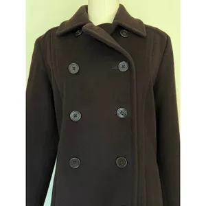 Vintage Calvin Klein 100% Merino Wool Chocolate Brown Double-Breasted Peacoat thumbnail 10