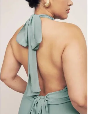 Reformation Lizbeth Halter Neck Dress Celadon thumbnail 3