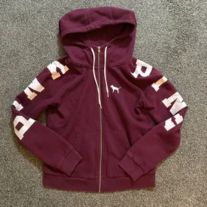 Victorias Secret PINK Maroon Burgundy Wine Red Everyday Logo Lounge Hoodie thumbnail 1