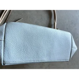 London Fog Travel Bag Houndstooth Brwn Barrel Duffle Leather Light Blue Bag thumbnail 9