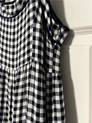 Crown & Ivy Preppy Navy White Gingham Cottagecore Tiered Maxi Summer Sundress 16 thumbnail 5