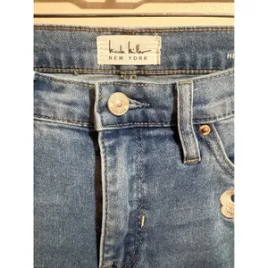 Nicole Miller Soho Bootcut Jeans Womens 8 Blue Excellent Floral Embroidered High thumbnail 6