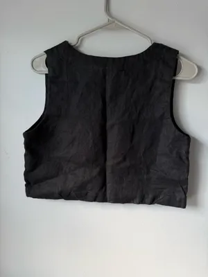 PETAL & PUP Black Cropped Tank Cotton Top Square Neck Boxy Tank Top Black 4 S M thumbnail 4