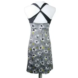 Patagonia Morning Glory Floral Dress Sz Small Gray White Stretch Sporty Active thumbnail 2