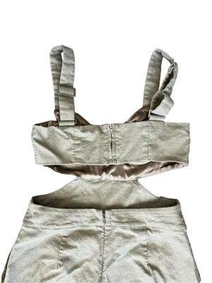 Majorelle Revolve Ameera Linen Cotton Structured Bodice Jumpsuit Taupe Green thumbnail 7