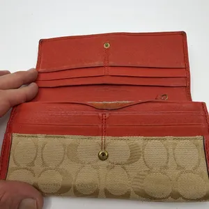 Coach Signature C Flap Orange Canvas Wallet thumbnail 3