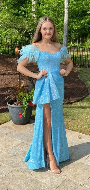 Sherri Hill Prom Dress Blue Sequin thumbnail 1